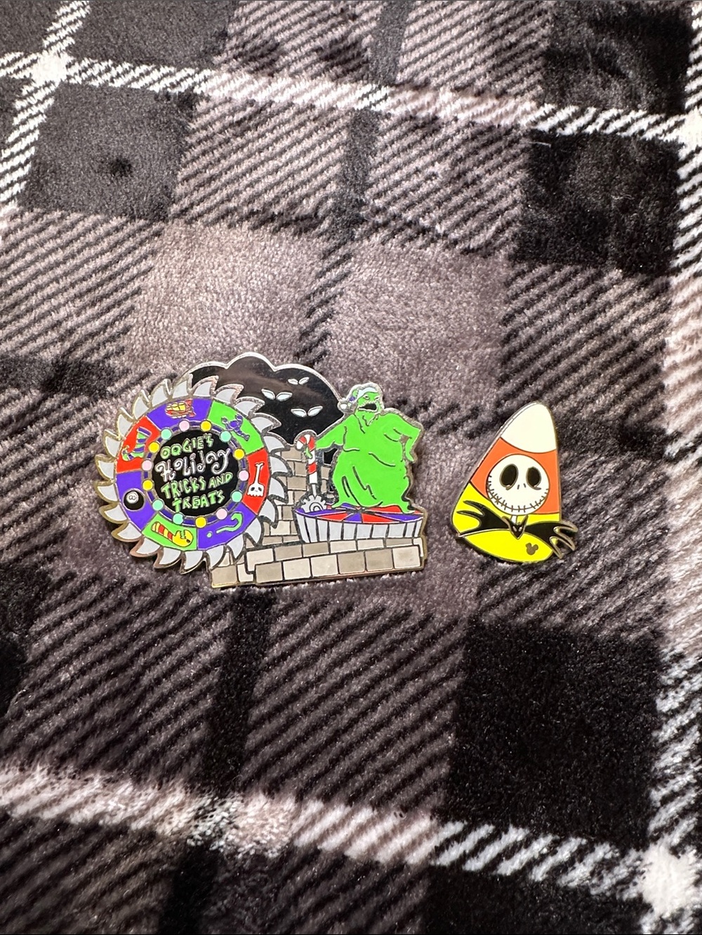 Nightmare Before Christmas Oogie Boogie & Jack Skellington Candy Corn Pin Set